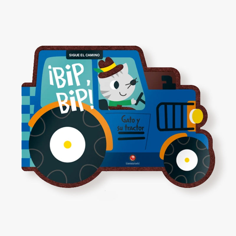 Sigue el camino - Gato y su tractor. ¡Bip, bip!